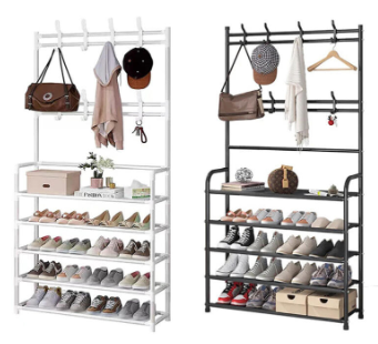 Perchero de Ropa con Estante para Zapatos 2 en 1