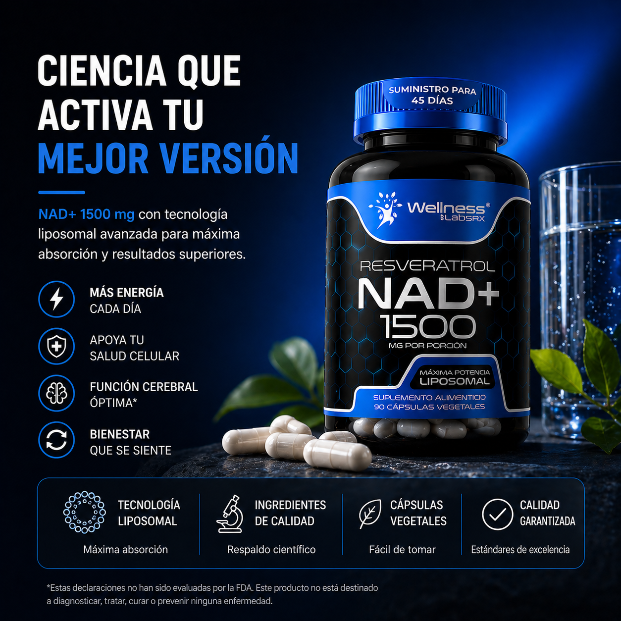 NAD+Reservatrol Suplemento