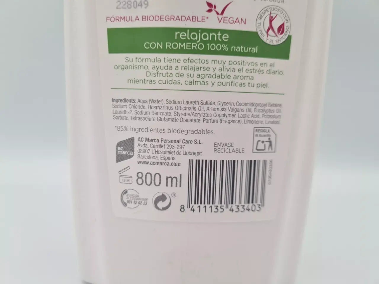 Gel de Baño y Ducha Relajante 800ml